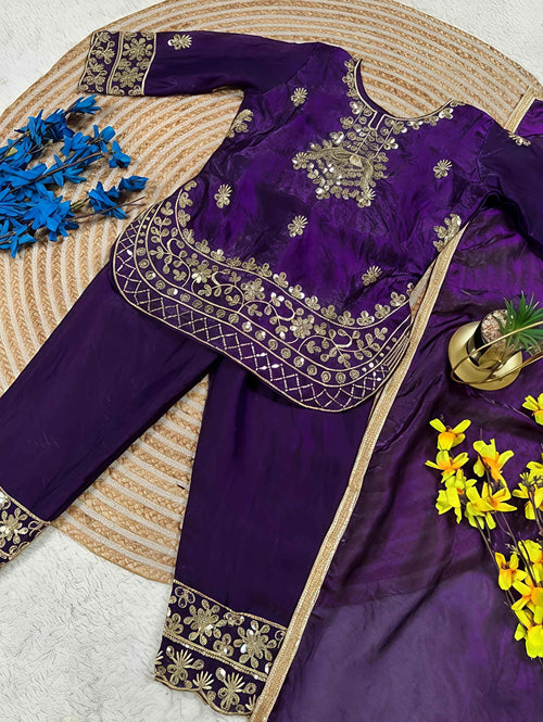 Bulbul Embroidered Silk Suit Set