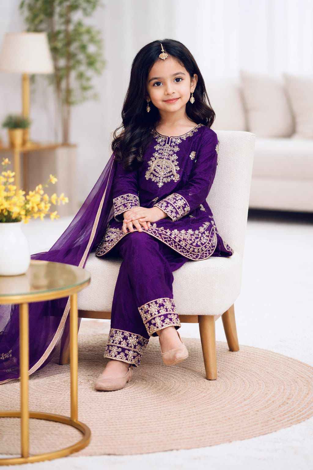 Bulbul Embroidered Silk Suit Set