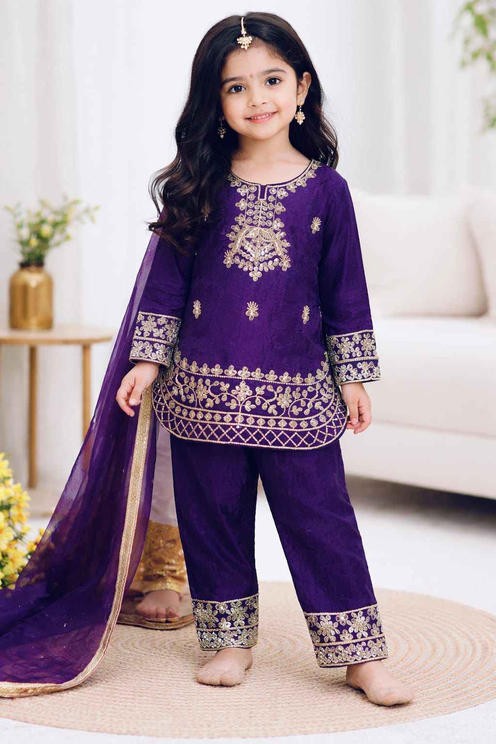 Bulbul Embroidered Silk Suit Set